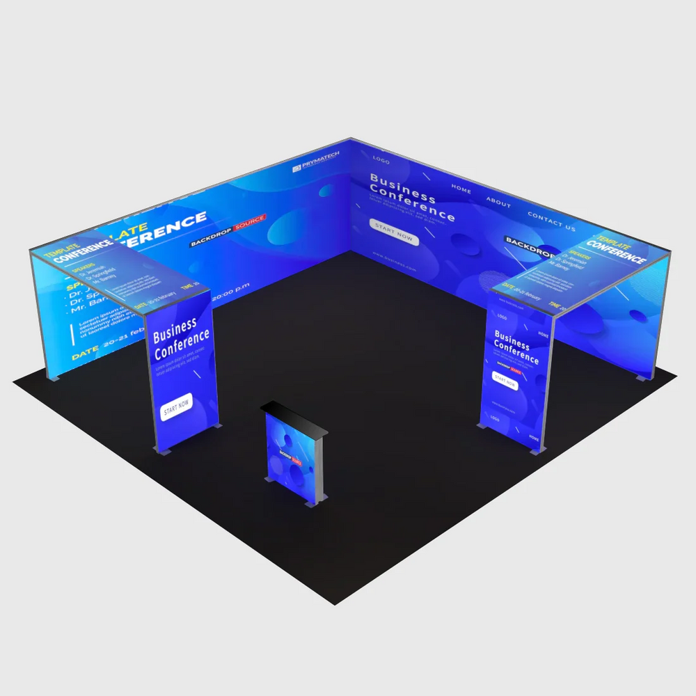6m Backlit SEG Booth Kit with Twin L-Arches & Sidewall