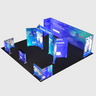 6m Backlit SEG Island Booth with Y-Walls, Header & Counter