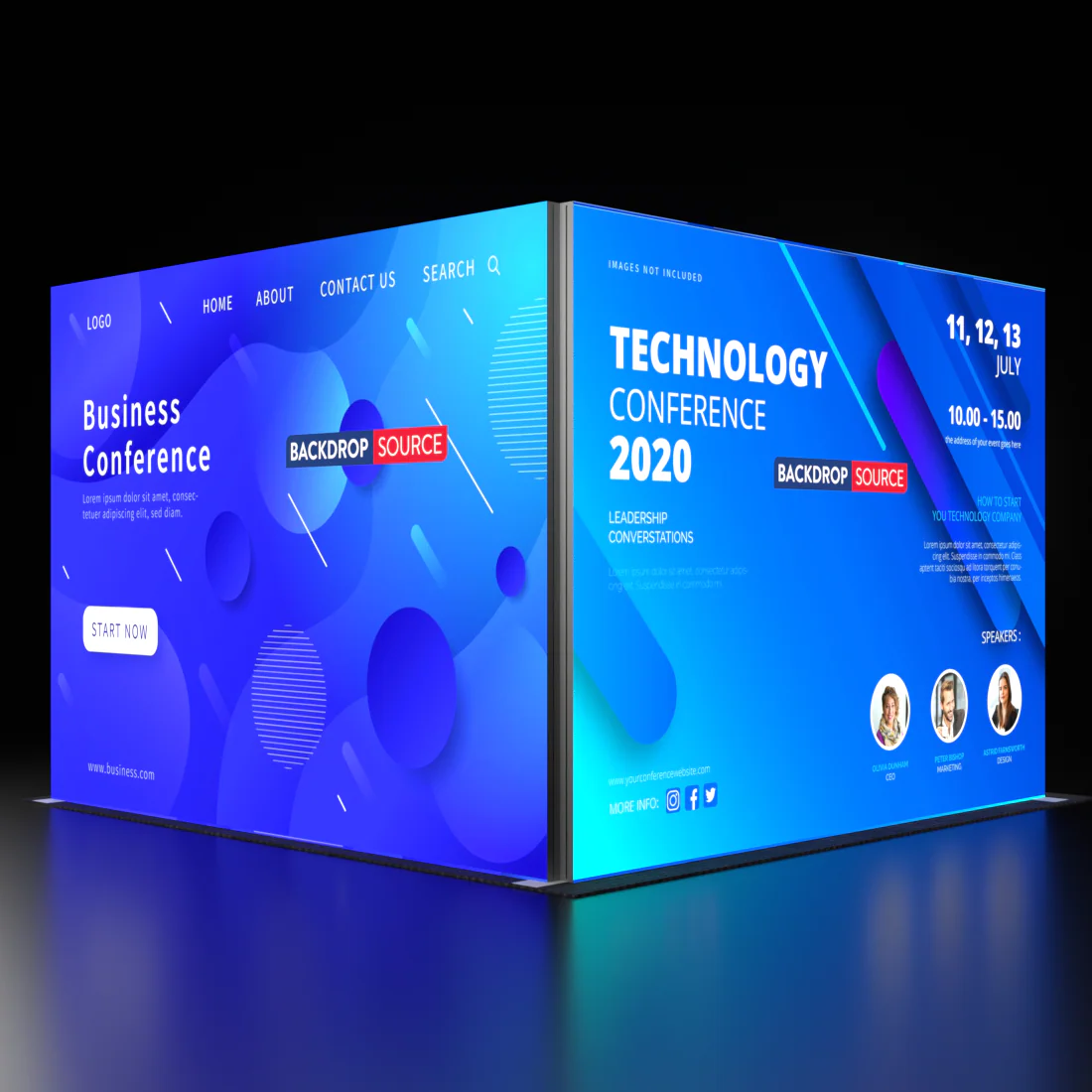 Backlit SEG L-Shape Booth Kit with Corner Sidewall & Counter