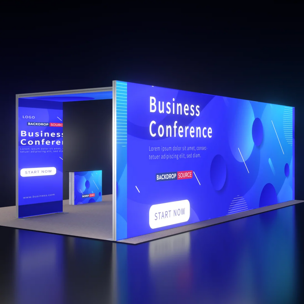 Backlit SEG Booth Kit with Twin L-Arches & Lightbox Counter