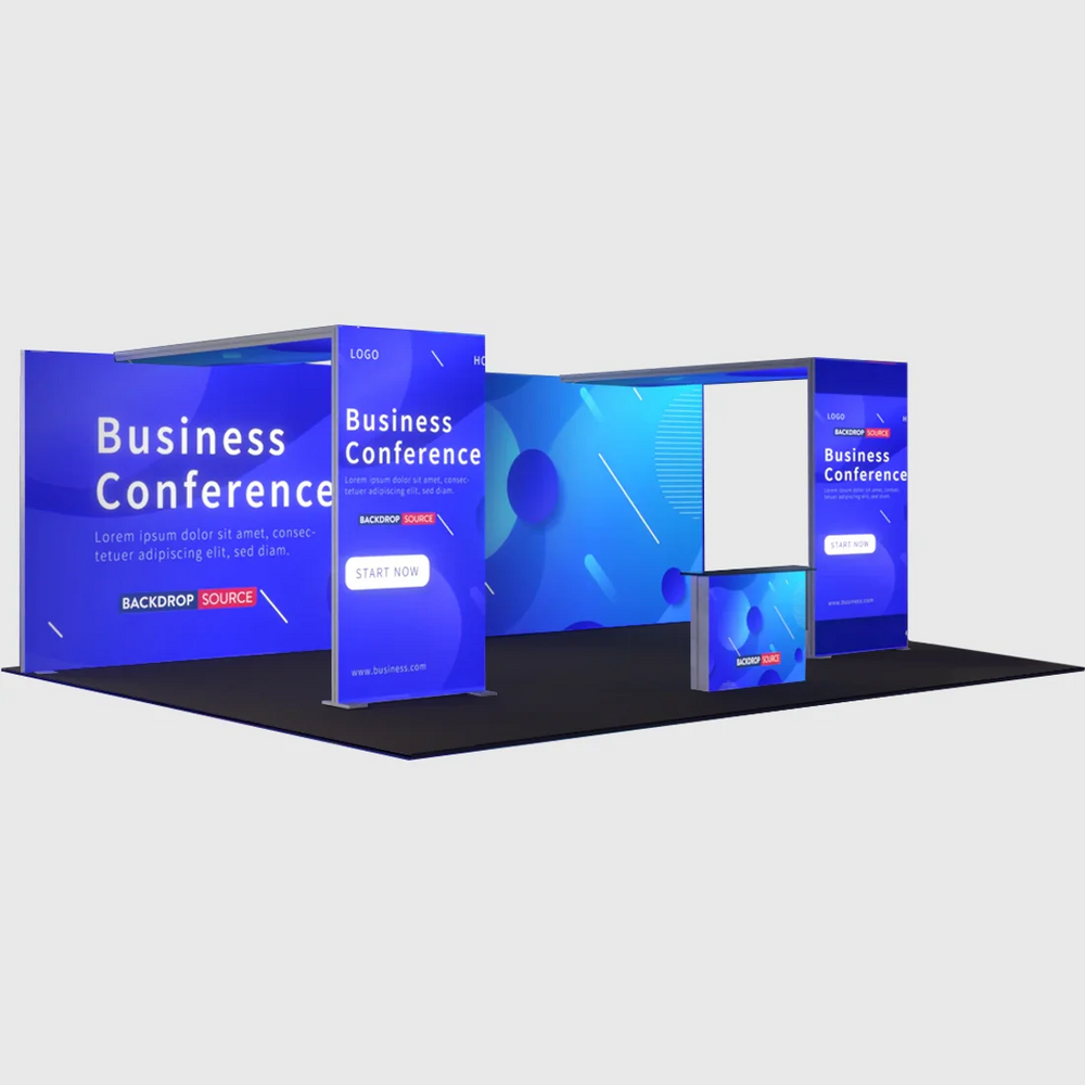 Backlit SEG Booth Kit with Twin L-Arches & Lightbox Counter
