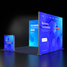 Backlit SEG L-Shape Booth Kit with Corner Sidewall & Counter