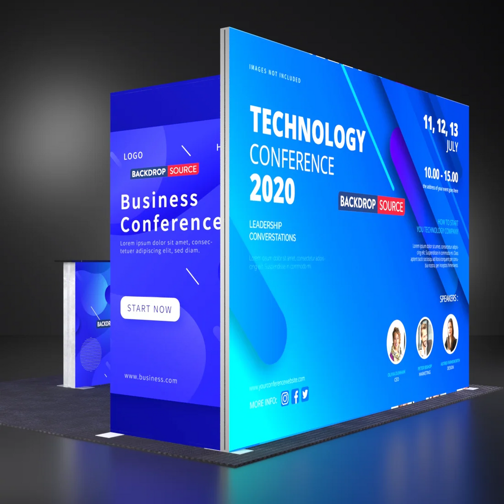 Backlit SEG Three-Wall Booth Kit with Lightbox Counter
