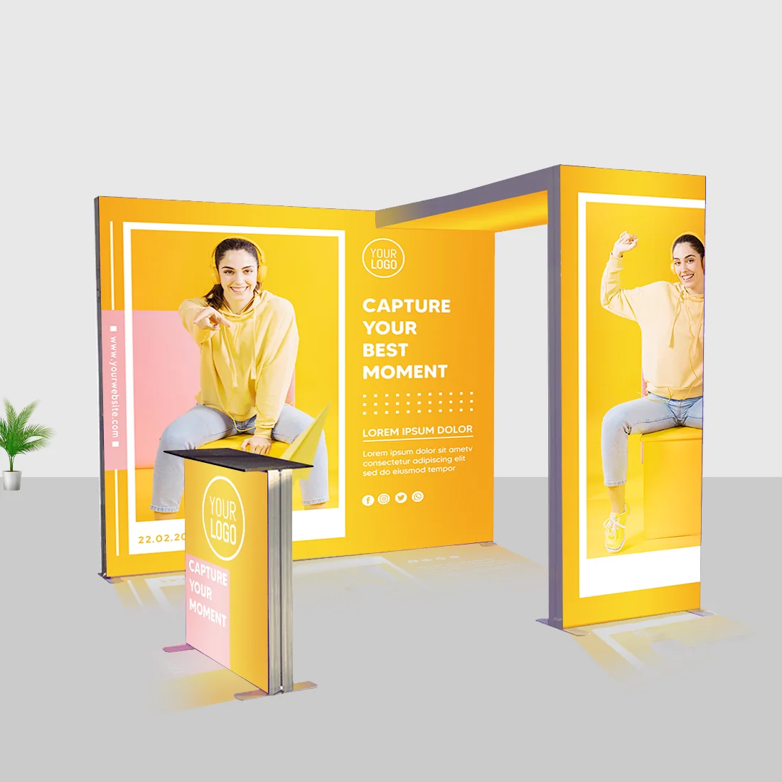 Backlit SEG Booth Kit with L-Arch Backwall & Lightbox Counter