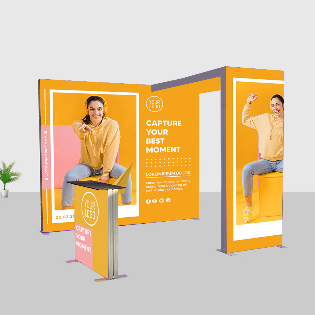 Backlit SEG Booth Kit with L-Arch Backwall & Lightbox Counter