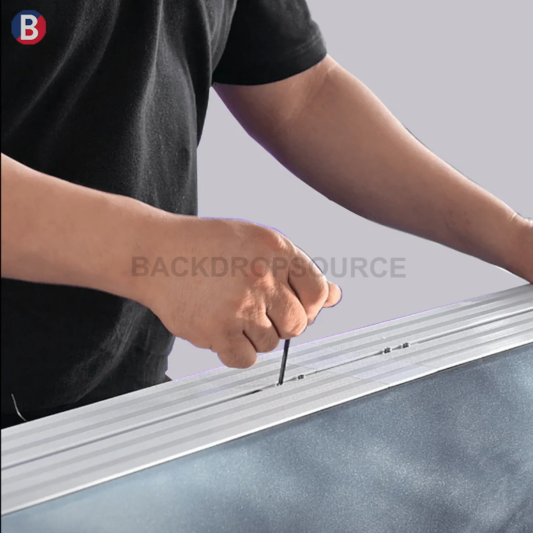 Backlit SEG Corner Booth Kit with L-Arch & Lightbox Counter