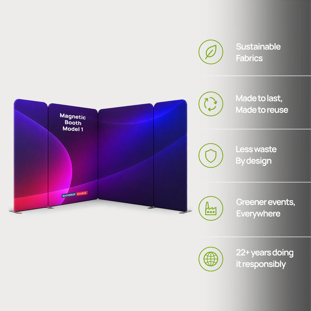 3x3m Magnetic Fabric Backwall Kit with Full-Width Graphic