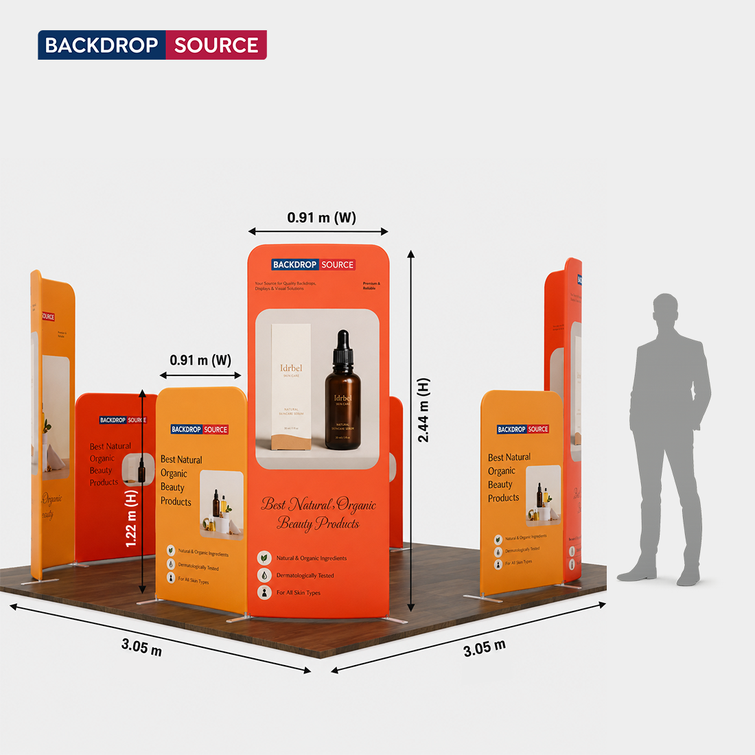 4x3m Magnetic Fabric Booth Wall with 8 Panels