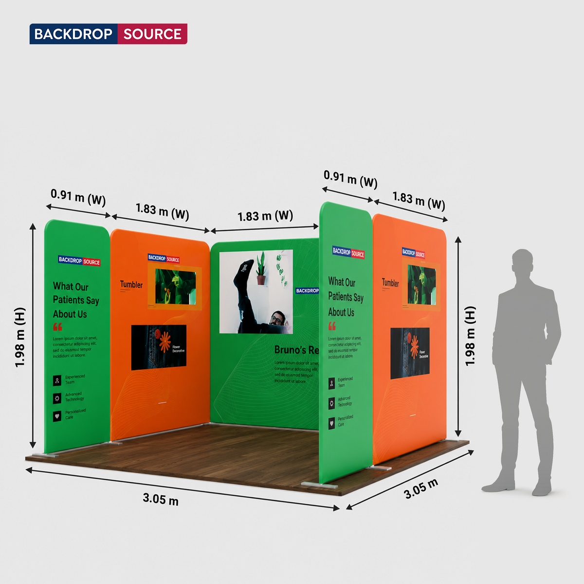 3x3m Magnetic Fabric Booth Wall with 6 Straight Panels