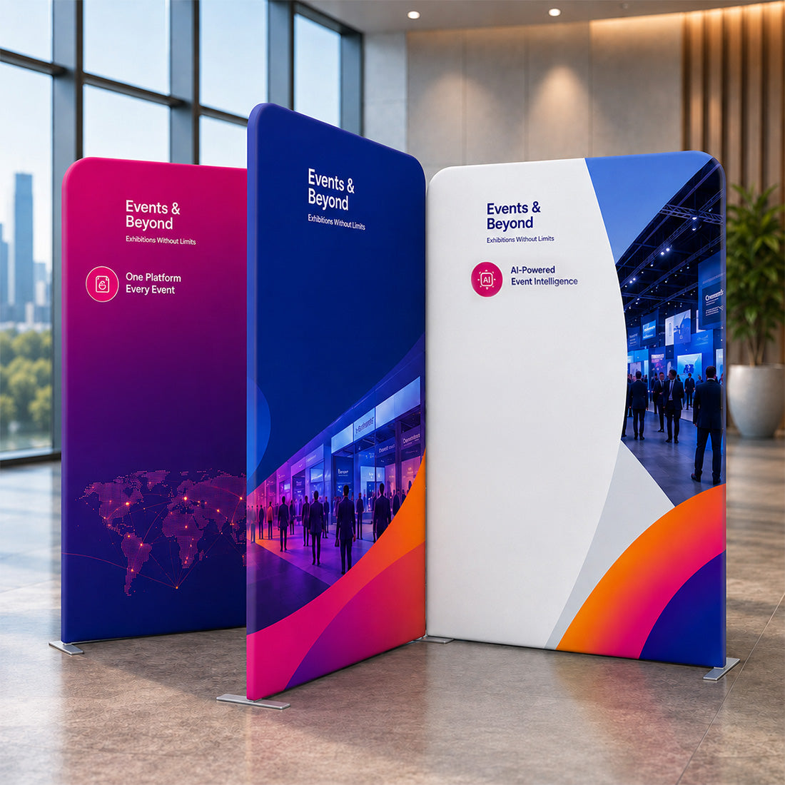 4x4m Magnetic Fabric Booth Wall with 4 Panels
