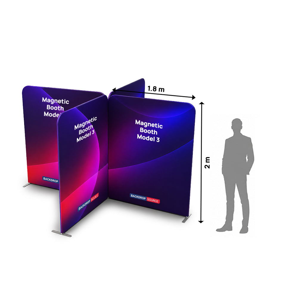 4x4m Magnetic Fabric Booth Wall with 4 Panels