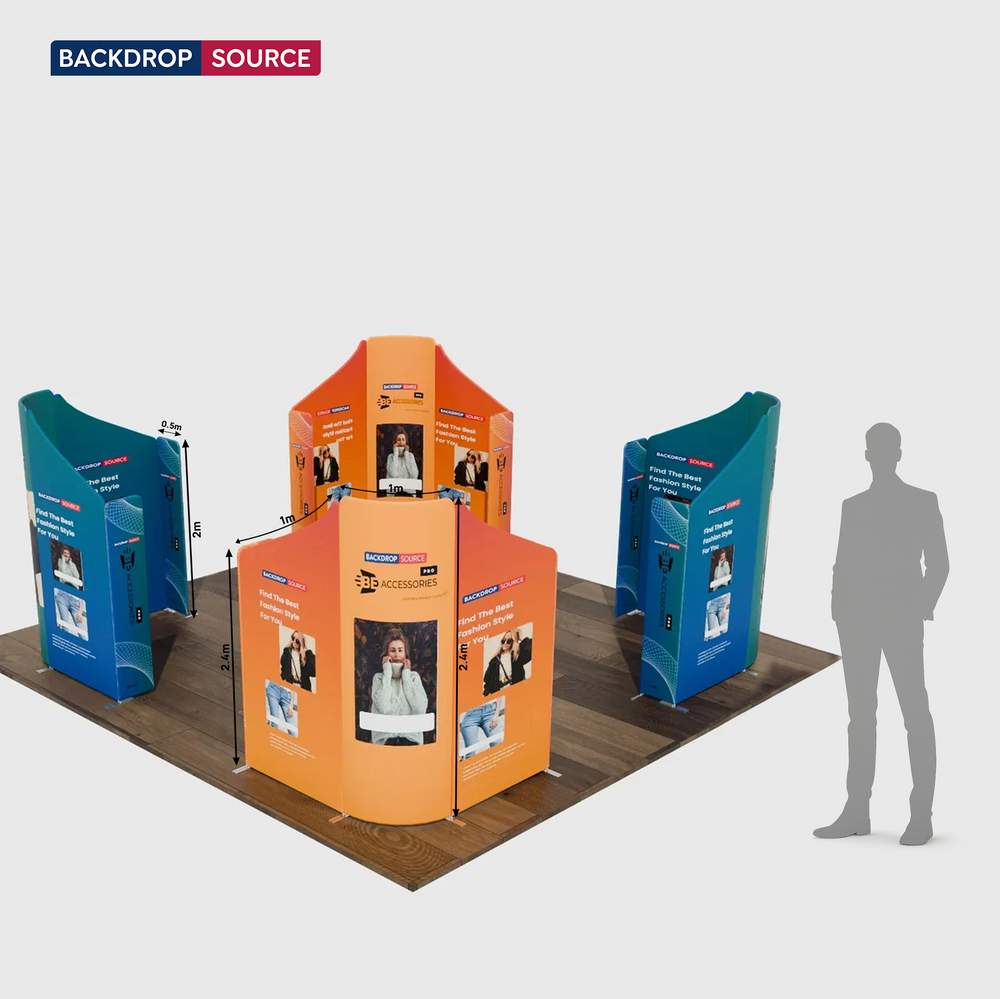 6x6m Magnetic Fabric Booth Wall with 20 Mixed Panels