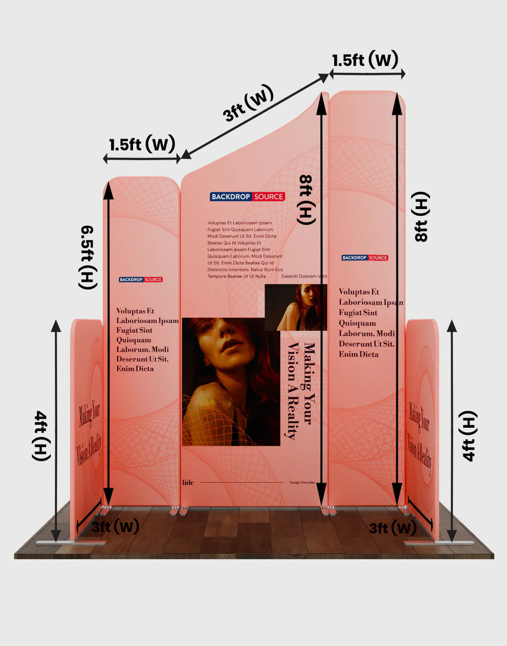 2x2m Magnetic Fabric Booth Wall with 5 Straight Panels