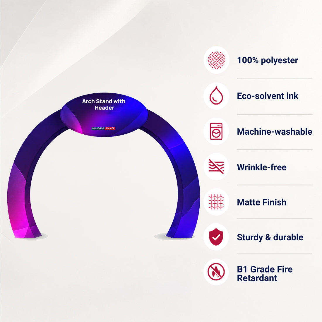 Modular Fabric Exhibition Archway Stand with Custom Header