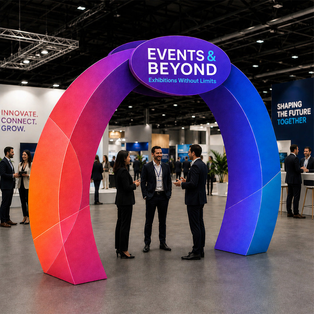 Modular Fabric Exhibition Archway Stand with Custom Header