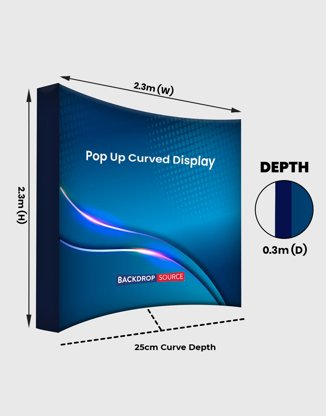 Fabric Pop Up Curved Velcro Media Wall Displays