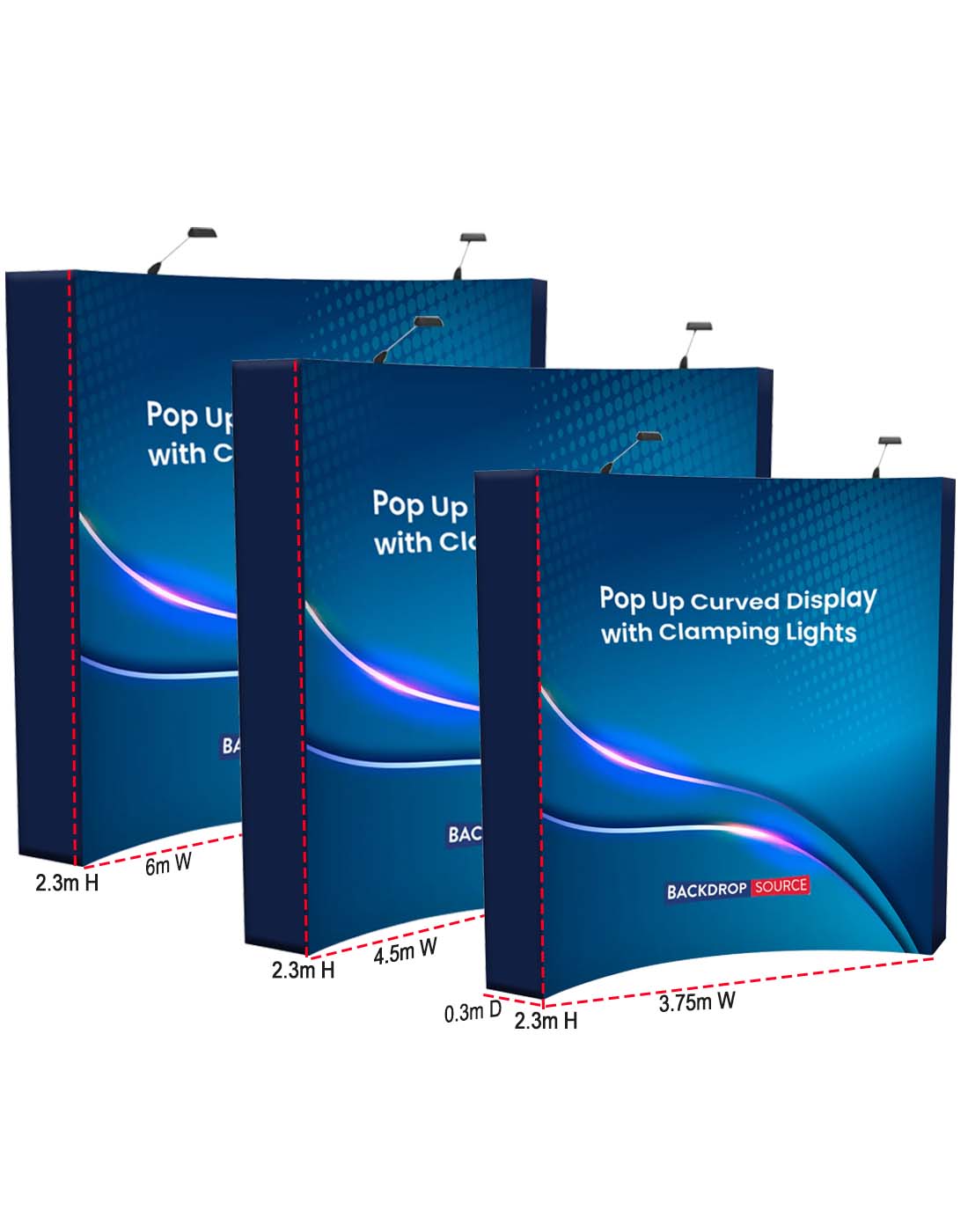 Backwall Popup Curved Backwall Kit with Clamping Lights | Trade Show Display ...