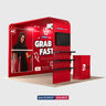 3x3m Booth Kit with L-Shape TV Shelf Tower & Counter
