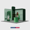 3x3m L-Arch Booth Kit with 3D Shelf Wall Box & Counter