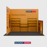 3x3m Corner Booth Kit with Back & Side Walls & 10 Shelves