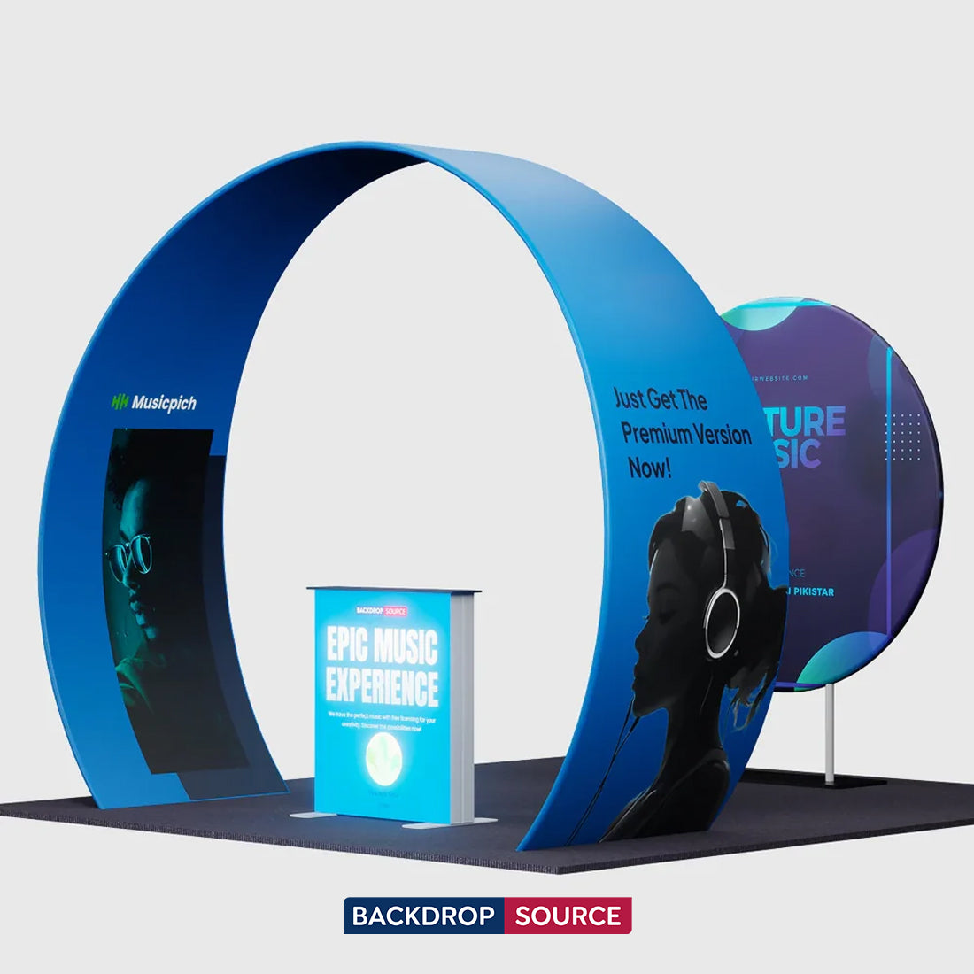 3x3m Tapered Arch Booth Kit with Circle Backdrop & Lightbox
