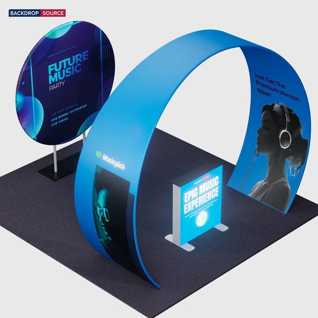 3x3m Tapered Arch Booth Kit with Circle Backdrop & Lightbox