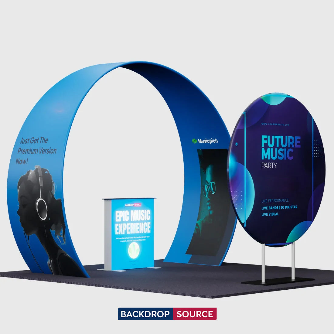 3x3m Tapered Arch Booth Kit with Circle Backdrop & Lightbox