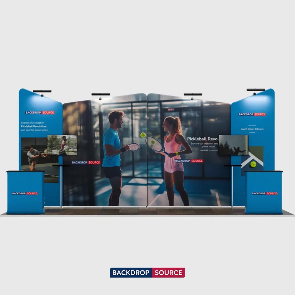 6x3m Booth Kit with Four Inclined Walls & 2 Counters