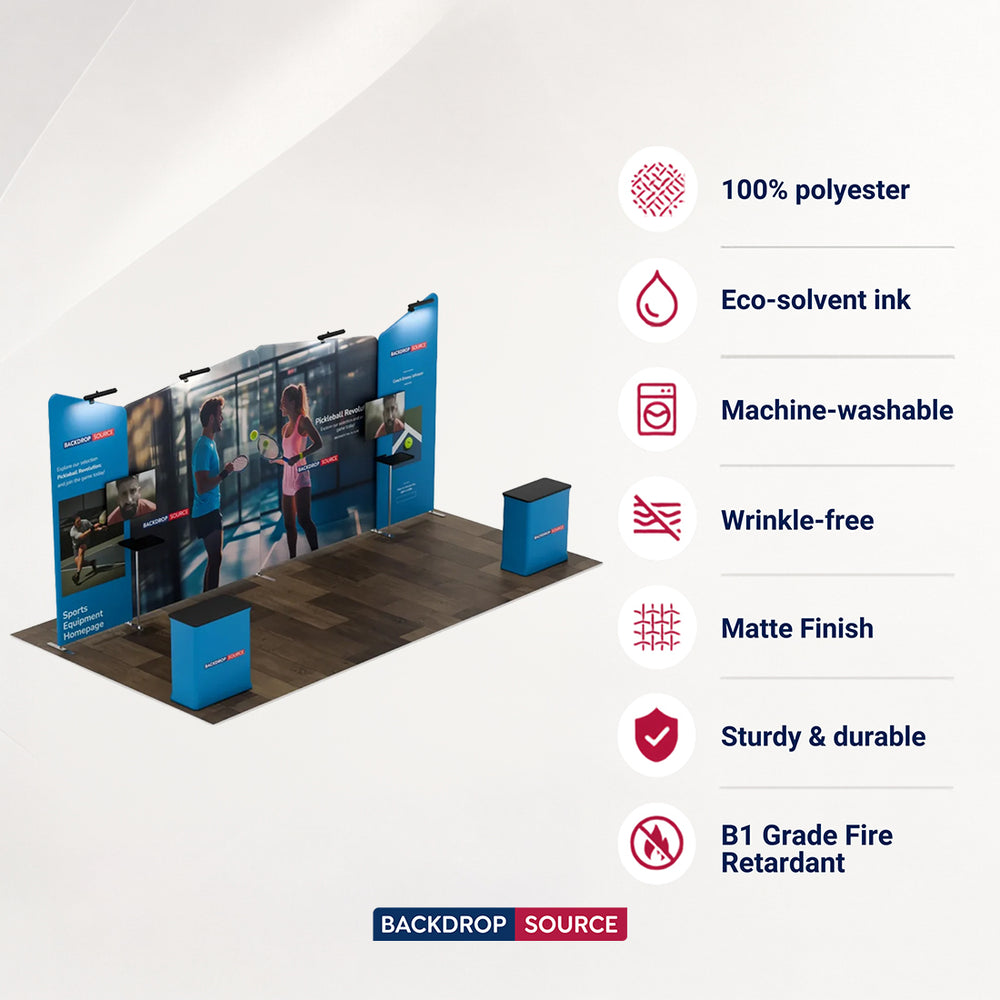 6x3m Booth Kit with Four Inclined Walls & 2 Counters