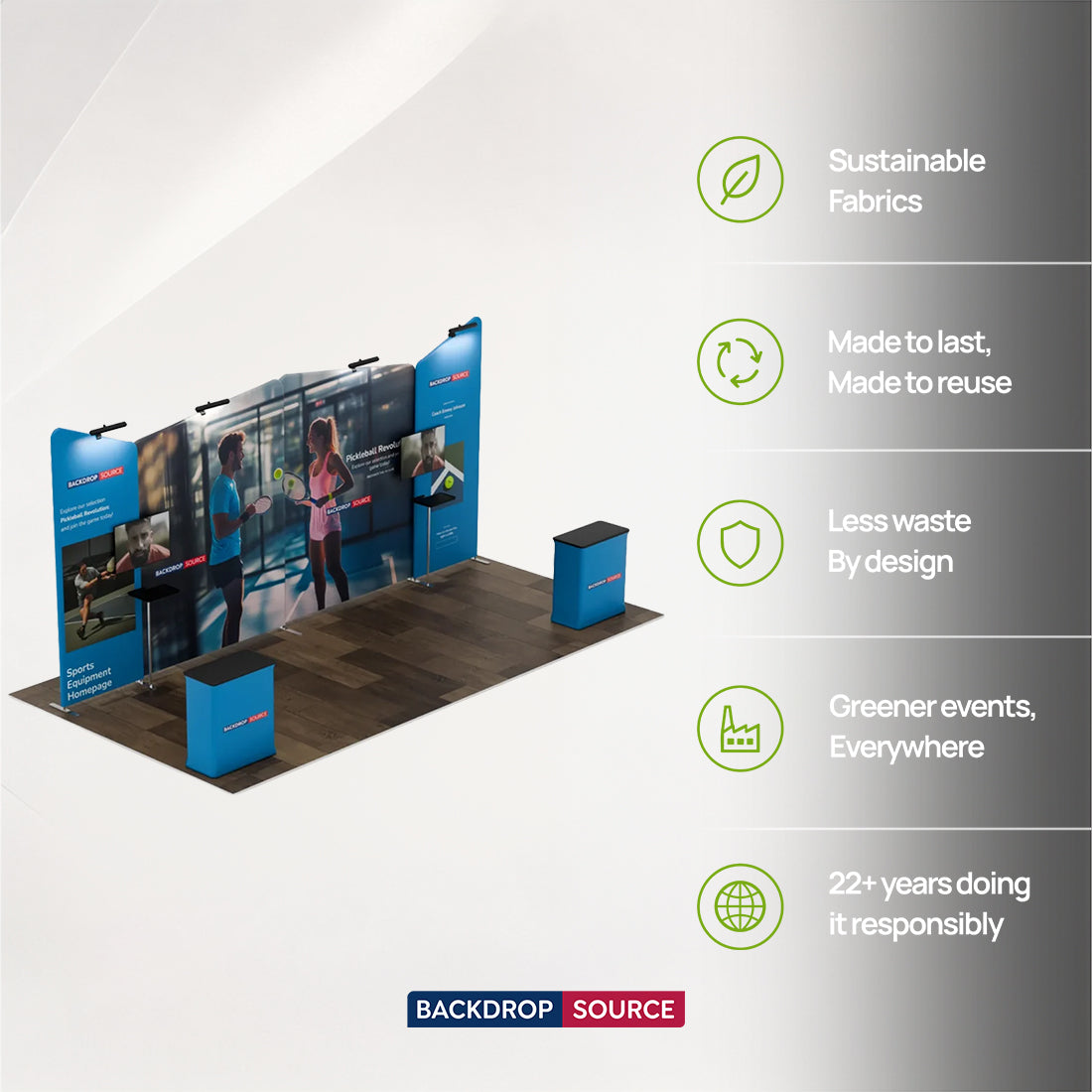 6x3m Booth Kit with Four Inclined Walls & 2 Counters