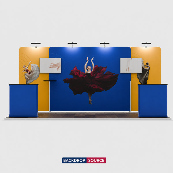 6x3m Straight Wall Booth Kit with 2 Counters & 2 TV Mounts