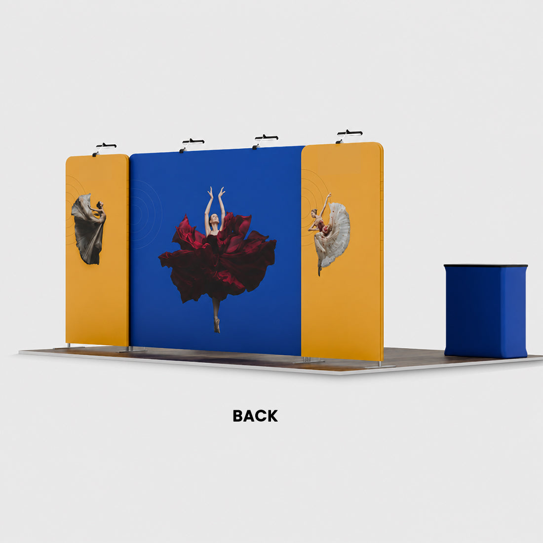 6x3m Straight Wall Booth Kit with 2 Counters & 2 TV Mounts