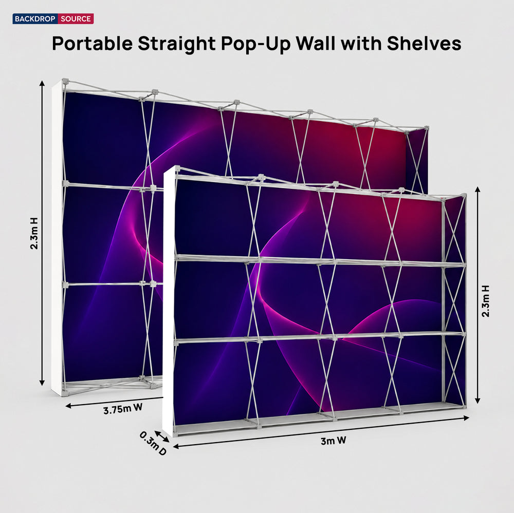 Portable Straight Pop-Up Wall with Shelves