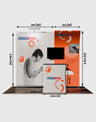 3x3m Booth Kit with Curved & Tall Straight Walls, Counter & TV