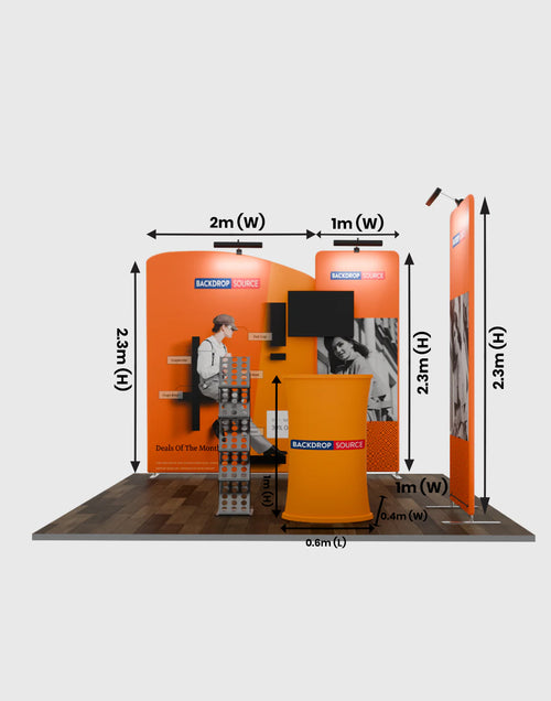 3m Wide Premium Modular Exhibition Booth Kit with TV Display