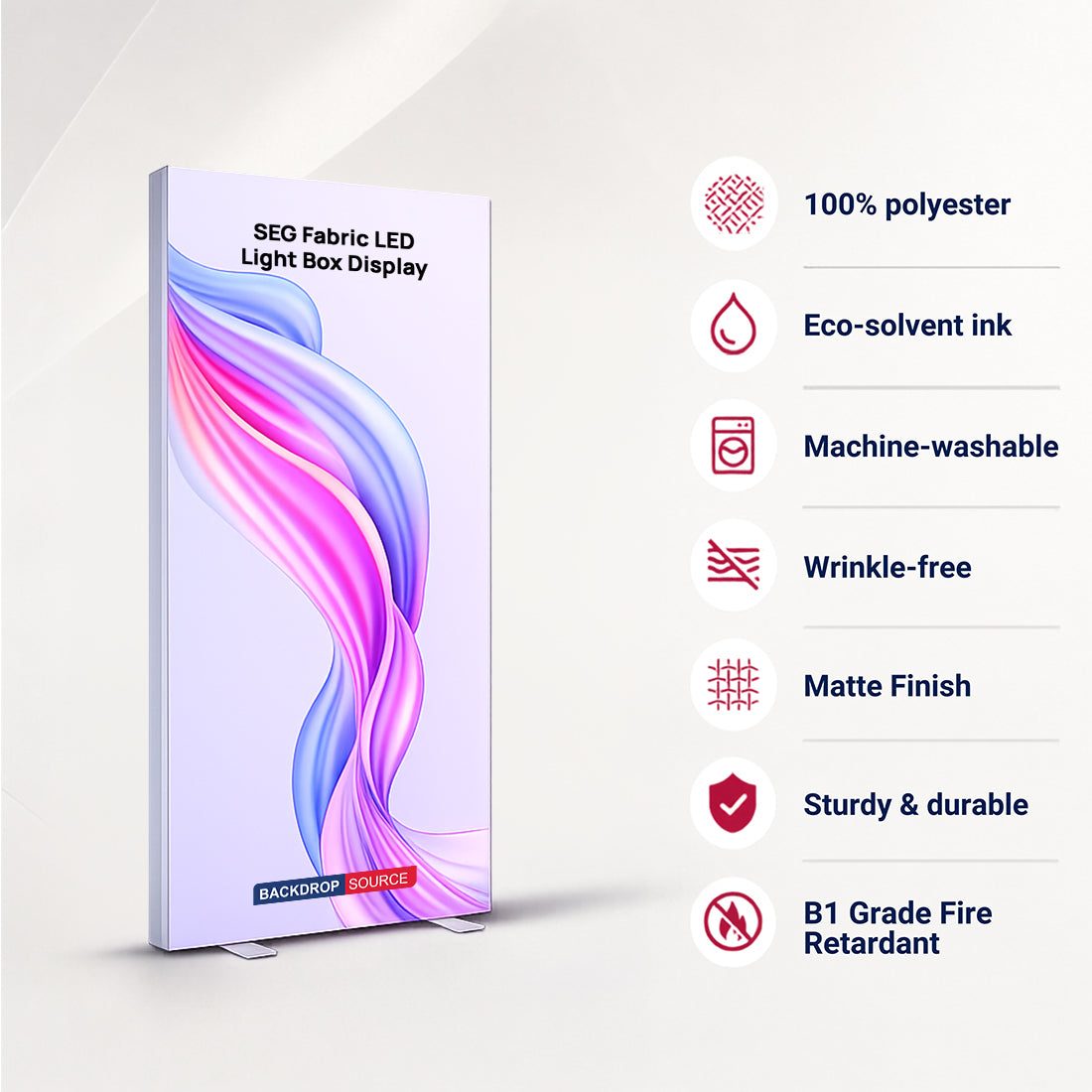 SEG Frameless Fabric LED Light Box Display - 1m W x 2m H