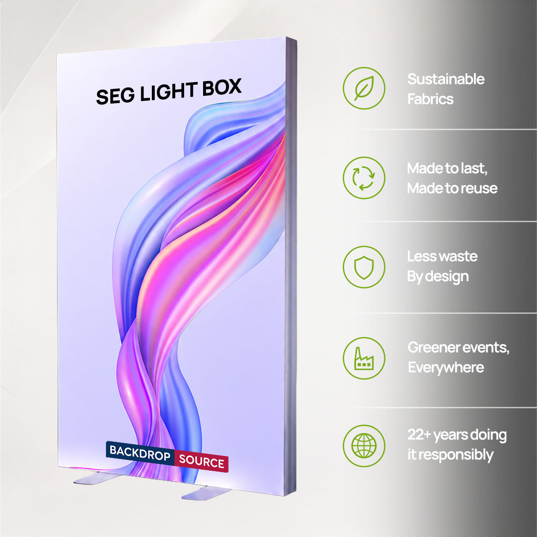 SEG Frameless Fabric LED Light Box Display - 1.2m W x 2m H