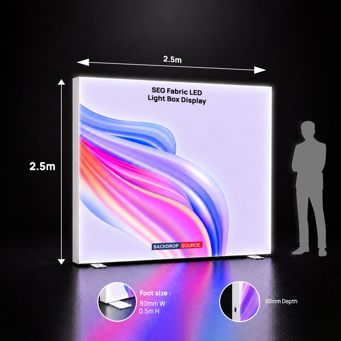 SEG Frameless Fabric LED Light Box Display - 2.5m W x 2.5m H