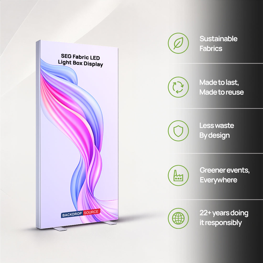 SEG Frameless Fabric LED Light Box Display - 1m W x 2m H