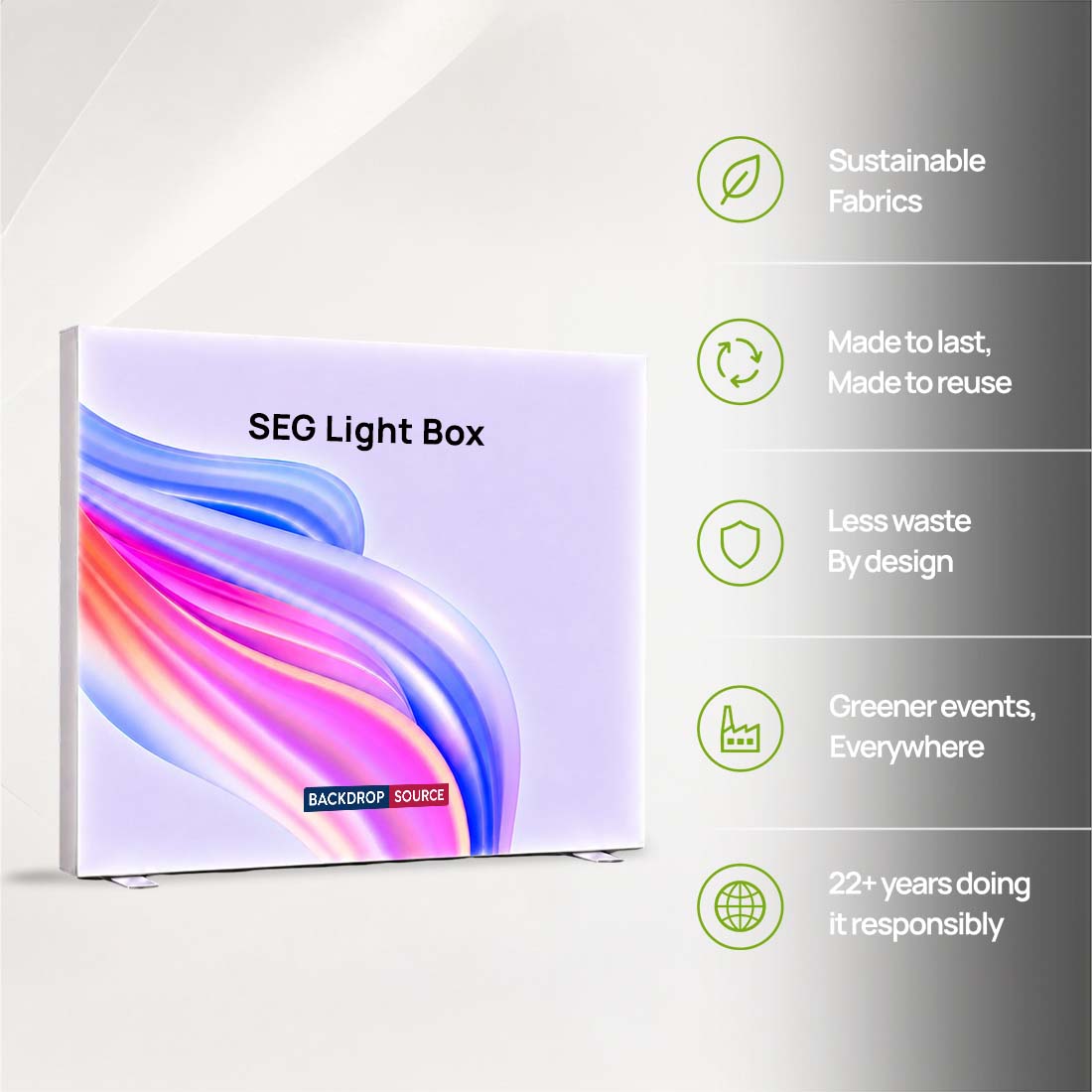 SEG Frameless Fabric LED Light Box Display - 2.5m W x 2.5m H