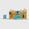 6x3m Booth Kit with Inclined Walls, L-Arch TV Mount & 2 Counters