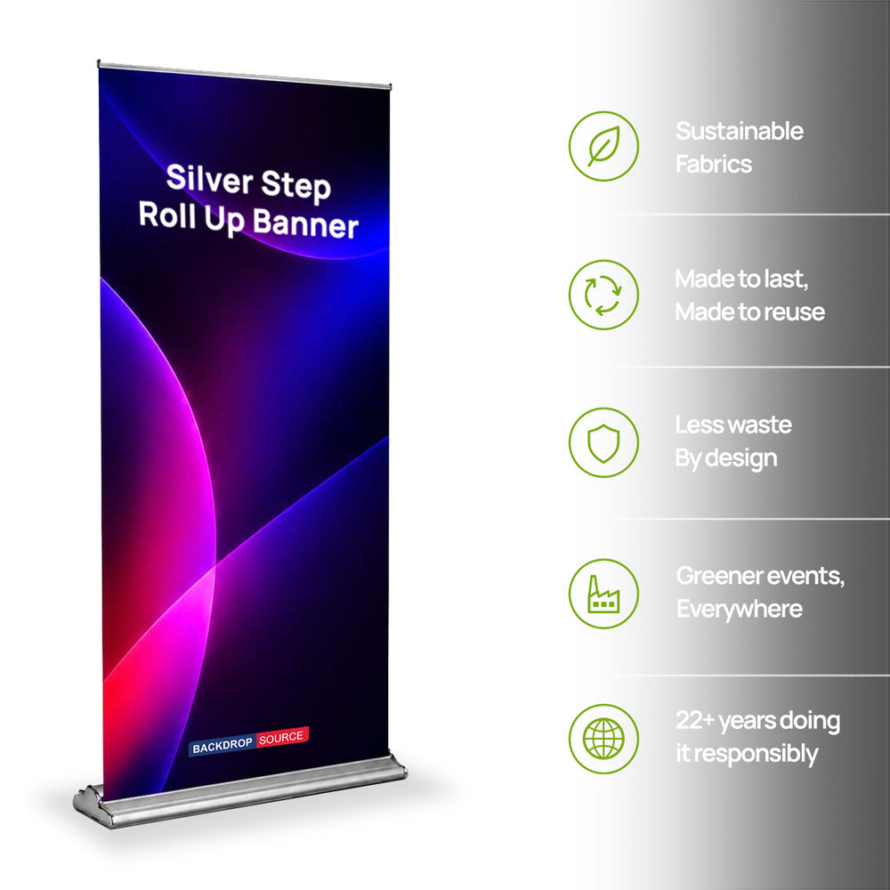 Silver Step Fabric Roll Up Banner