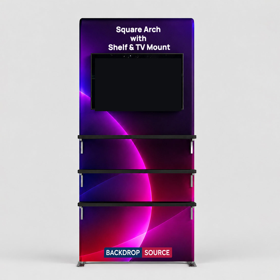 Fabric Square Arch Booth Display with Shelf & TV Mount