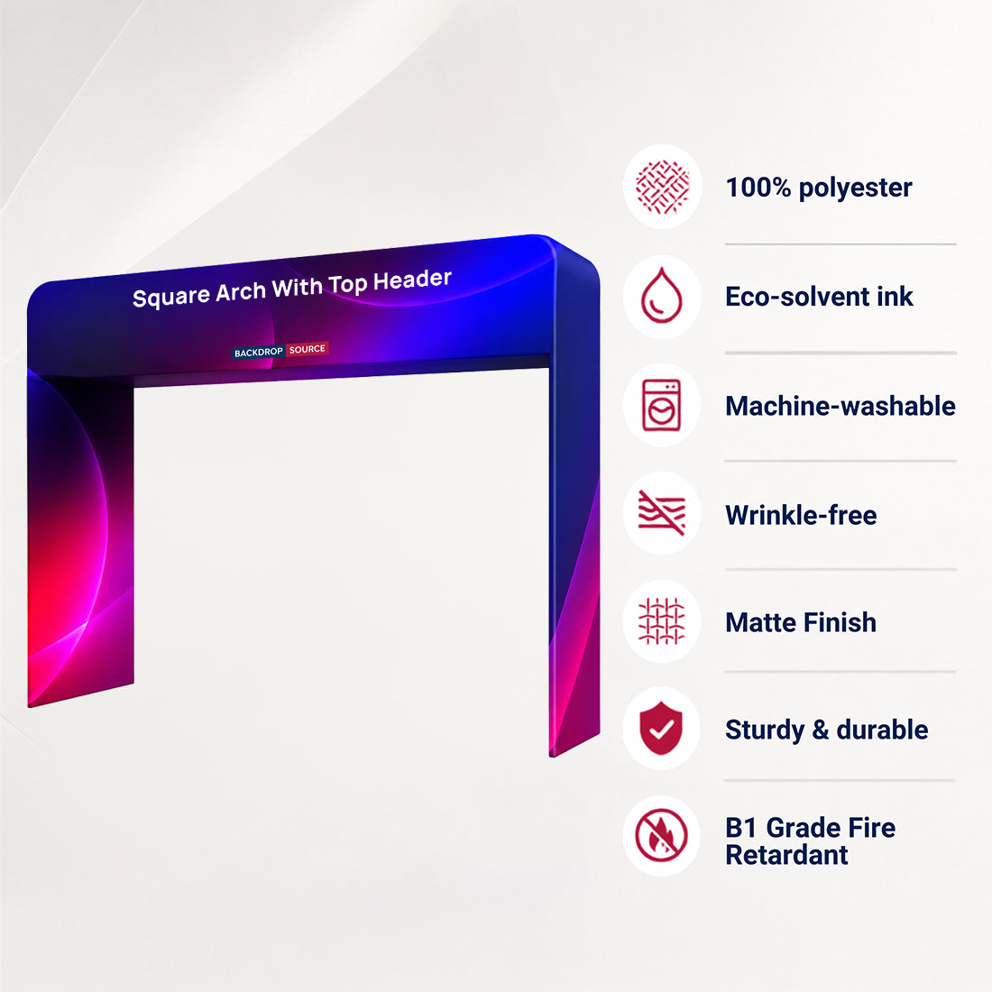 Square Shape Tension Fabric Display Arch With Header