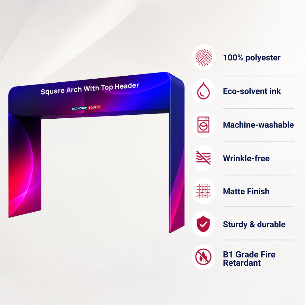 Square Shape Tension Fabric Display Arch With Header