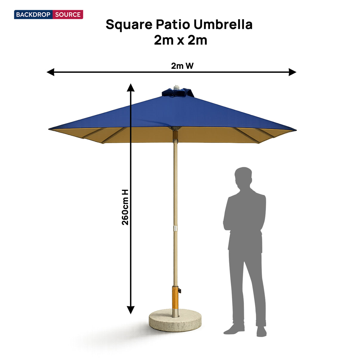 Square Patio Umbrella – 2m x 2m