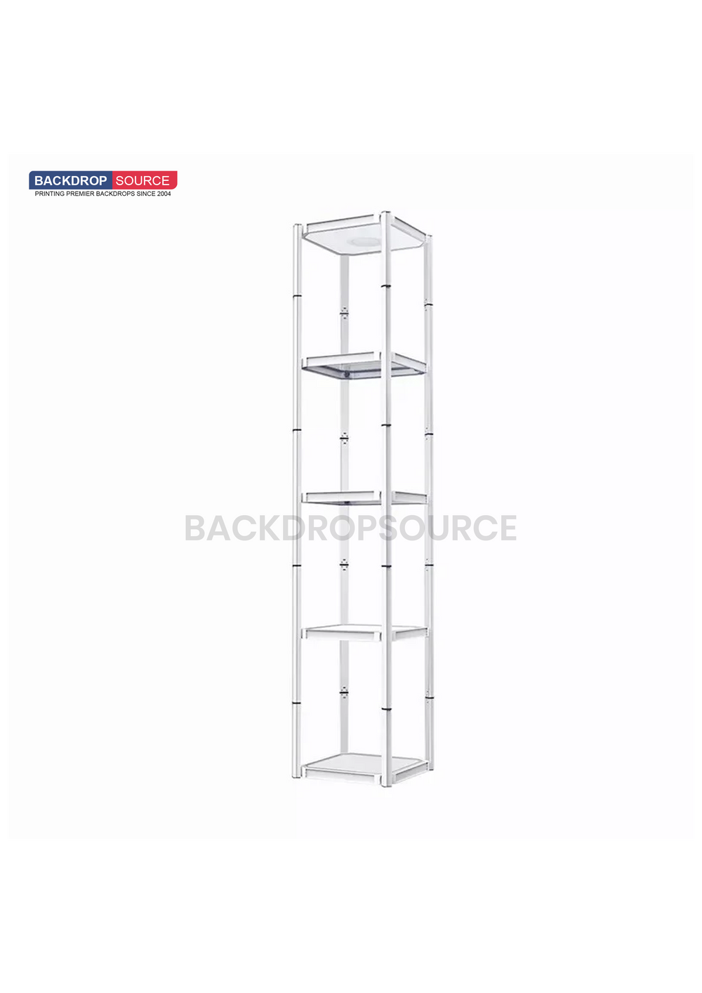 Square Portable Aluminum Spiral Tower Display - 5 Layer Shelves