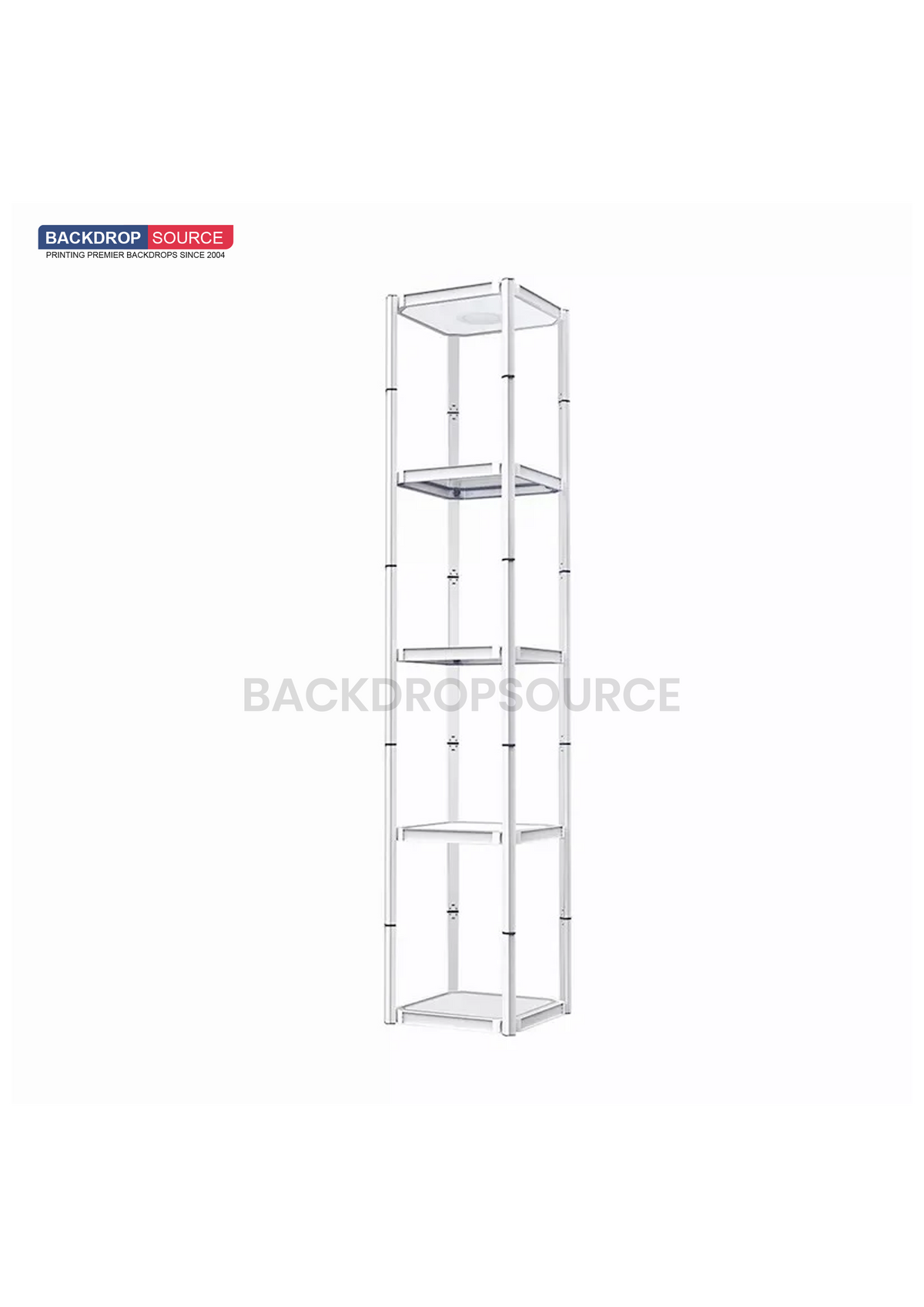 Square Portable Aluminum Spiral Tower Display - 5 Layer Shelves