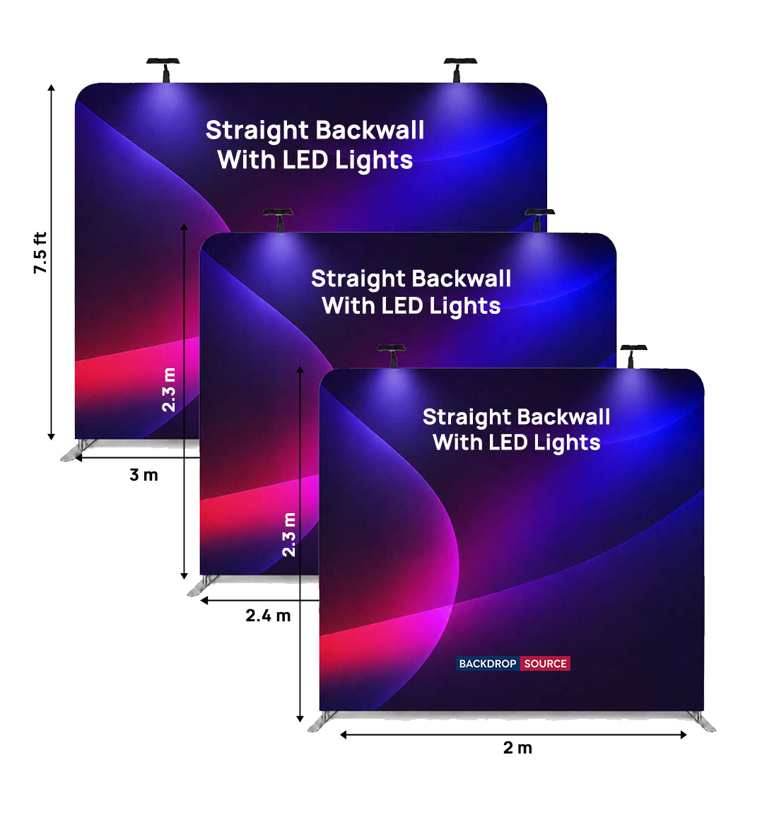 Premium Straight Fabric Wall with LED Spotlights