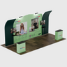 6x3m Booth Kit with Inclined & Curved Walls, 2 Counters & TVs